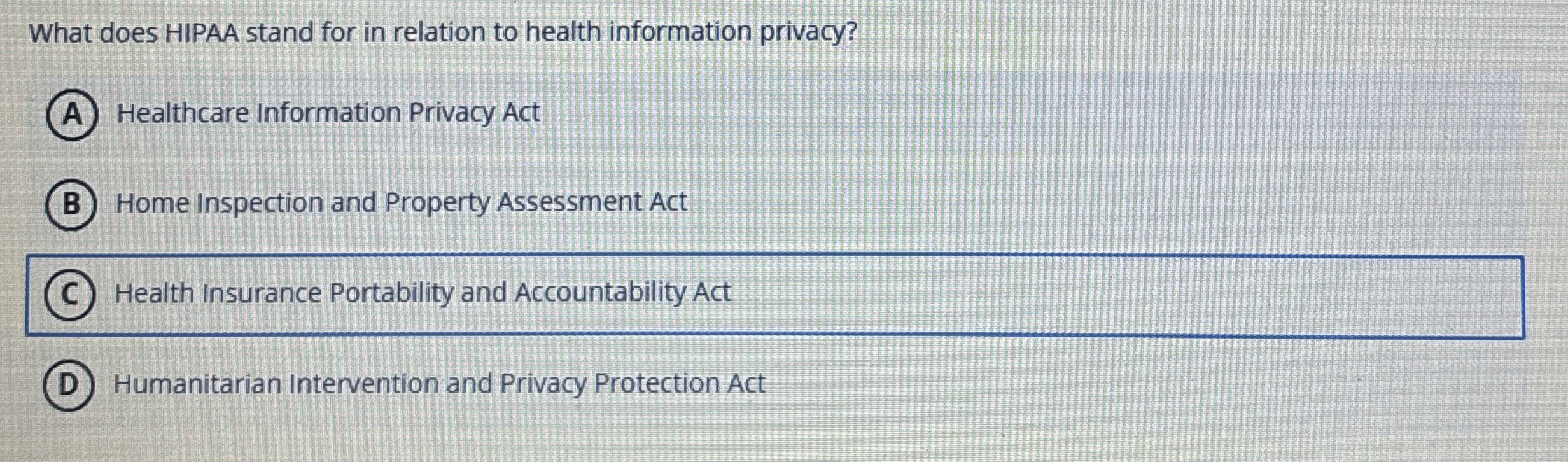 Solved What does HIPAA stand for in relation to health