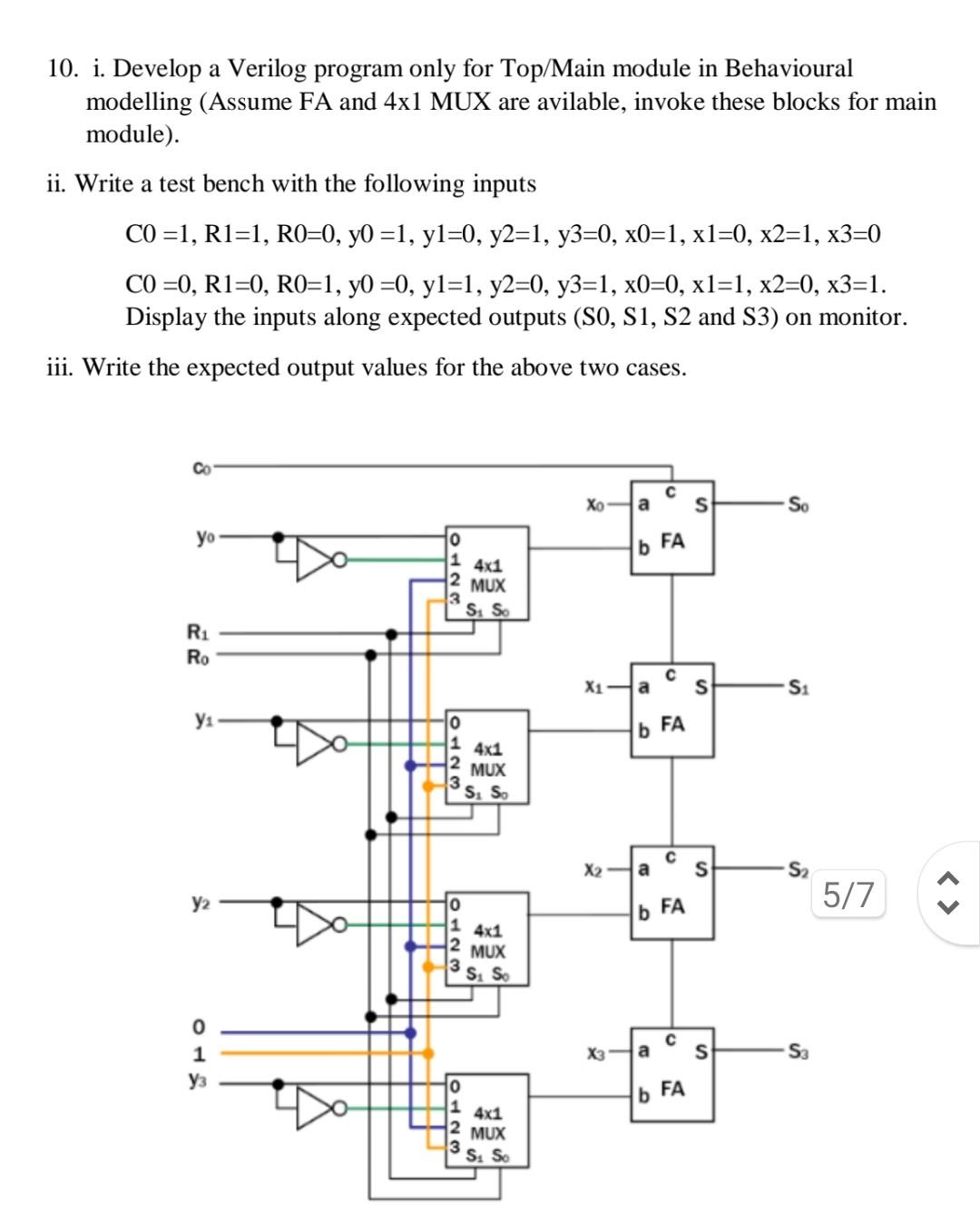 Solved 10. i. Develop a Verilog program only for Top/Main | Chegg.com