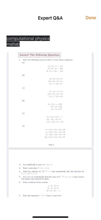 Solved computational physics matlab Answer! The Following | Chegg.com