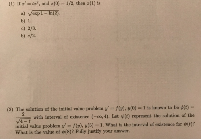 Solved Ta2 And A 0 1 2 Then Ae 1 Is 1 If A A Vexp1 Chegg Com