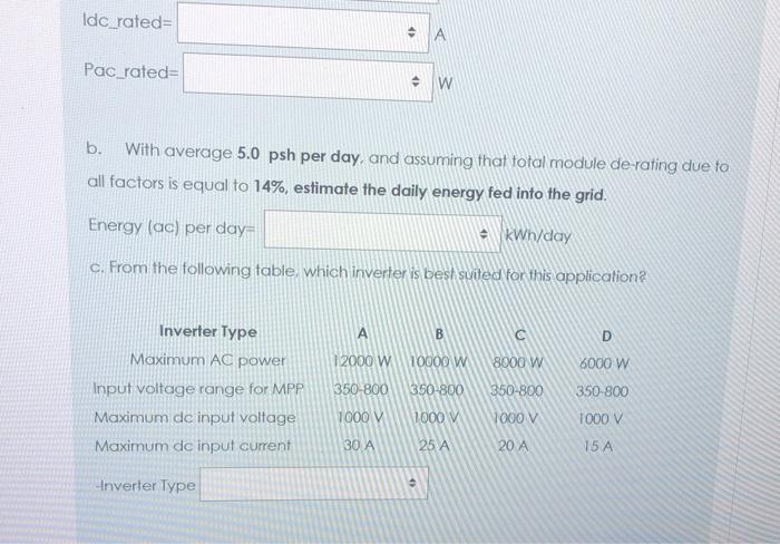 Solved Analyze The Following PV System In Figure Below, | Chegg.com