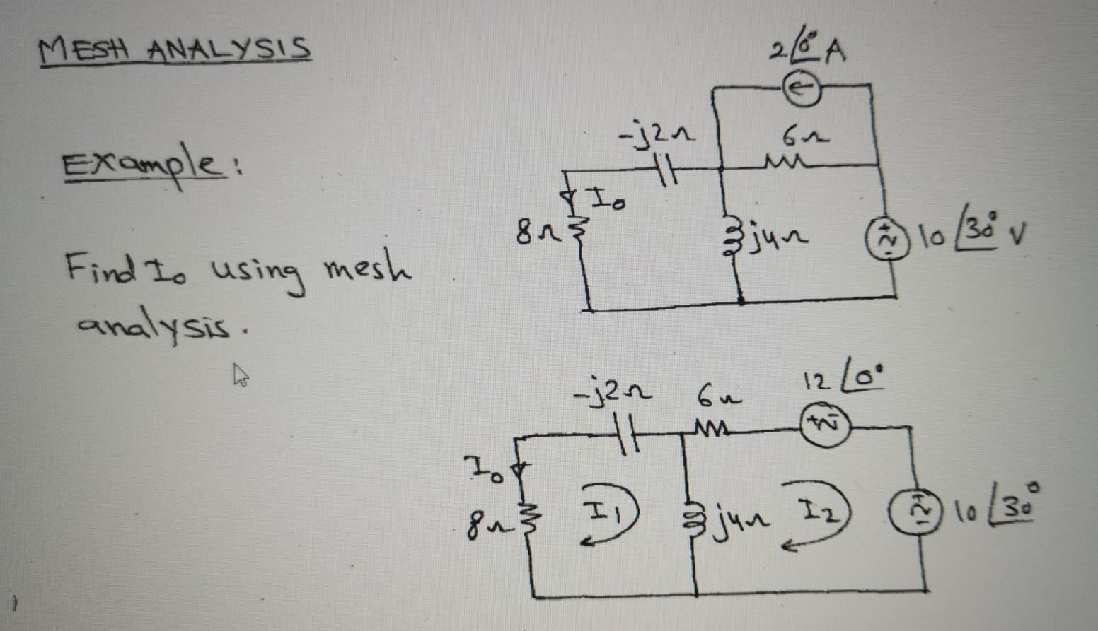 Solved MESH ANALYSIS 2 LA on Example: -jza & Io on} 카 jun ) | Chegg.com