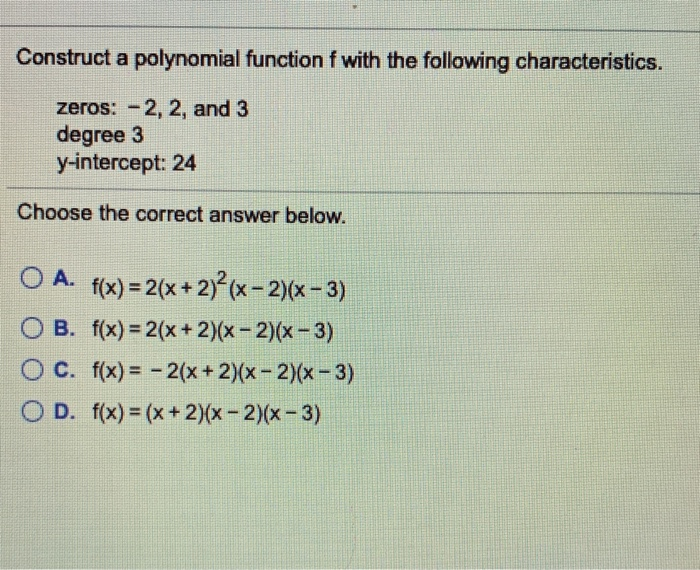 Solved construct a polynomial function F with the following | Chegg.com image.