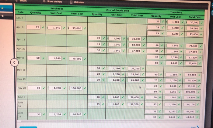 Solved eBook Show Me How Calculator FIFO Perpetual Inventory | Chegg.com