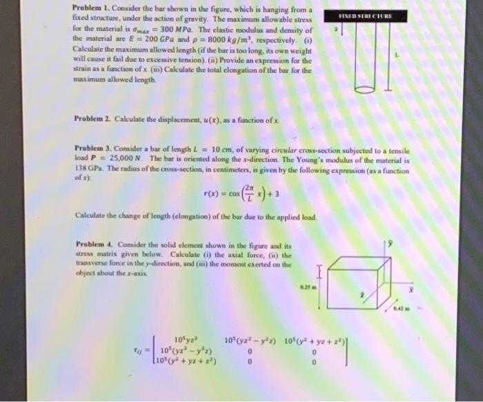 Solved Problem 1. Consider The Bar Shown In The Figure, | Chegg.com