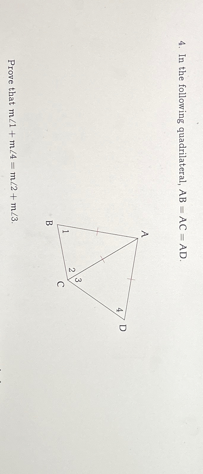 Solved In the following quadrilateral, AB=AC=AD.DProve that | Chegg.com