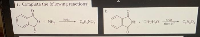 Solved 1. Complete The Following Reactions: B. | Chegg.com