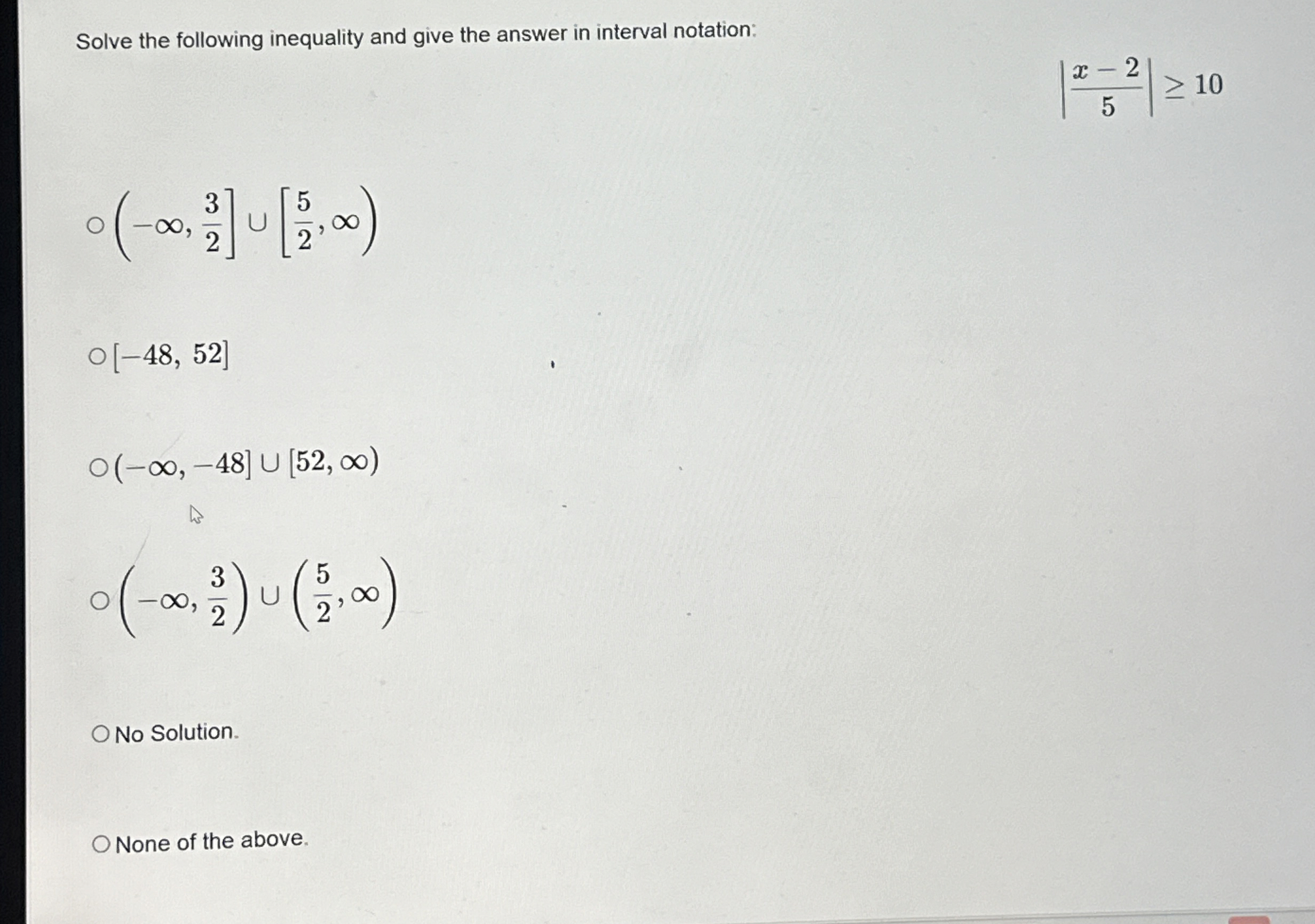 Solved Solve the following inequality and give the answer in | Chegg.com