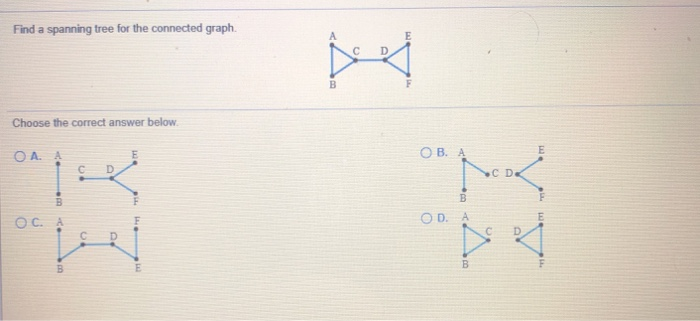 Solved Find a spanning tree for the connected graph Choose | Chegg.com