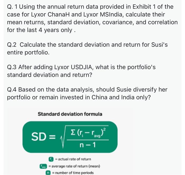 Q. 1 Using the annual return data provided in Exhibit | Chegg.com