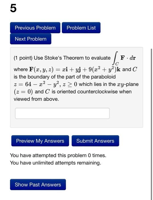 Solved 1 Point Use Stokes Theorem To Evaluate ∫cf⋅dr