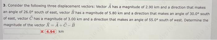 Solved 3. Consider the following three displacement vectors: | Chegg.com