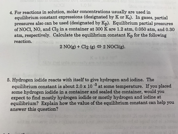 Solved 210 PHOI Exercises 1 Write the equilibrium constant