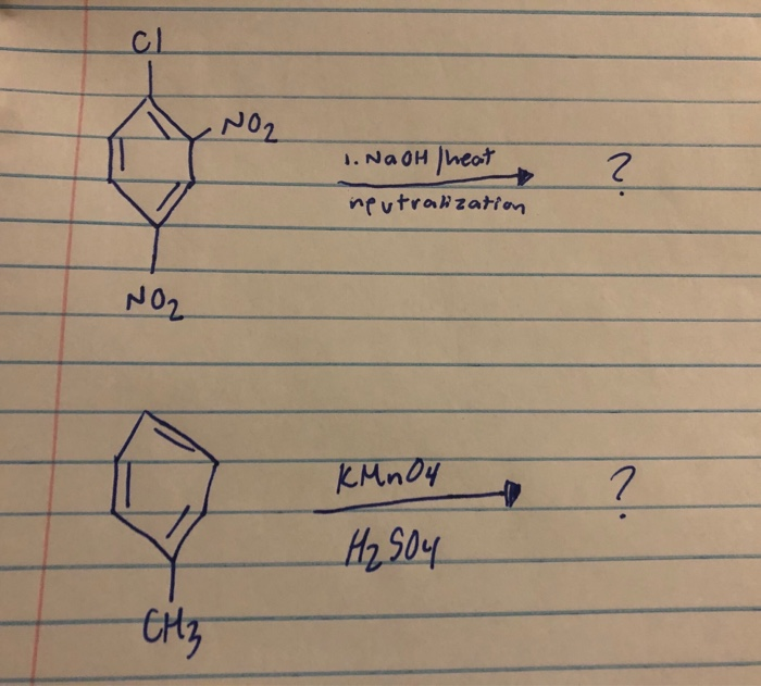 Solved cl NO2 1. NaOH / heat neutralization 2 2 NO2 KMnO4 ?