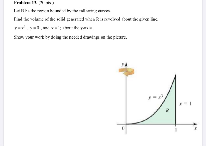 Solved Problem 13. (20 pts.) Let R be the region bounded by | Chegg.com