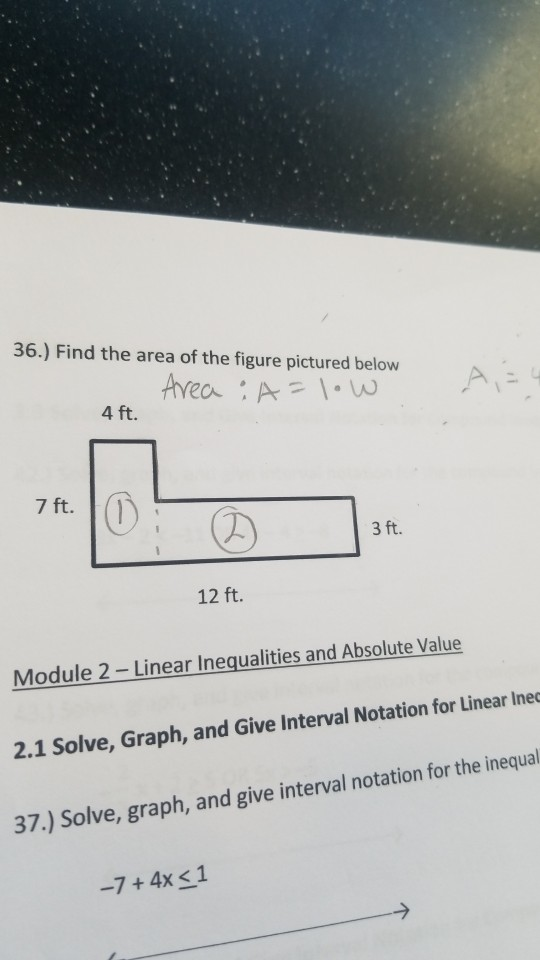 Solved 36.) Find the area of the figure pictured below Area | Chegg.com