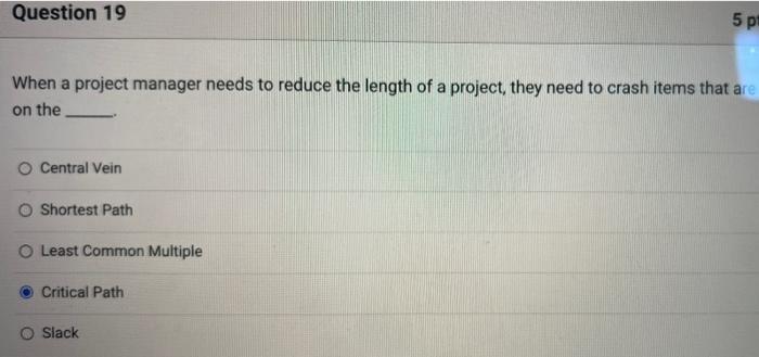 Solved Question 19 5 p! P When a project manager needs to | Chegg.com