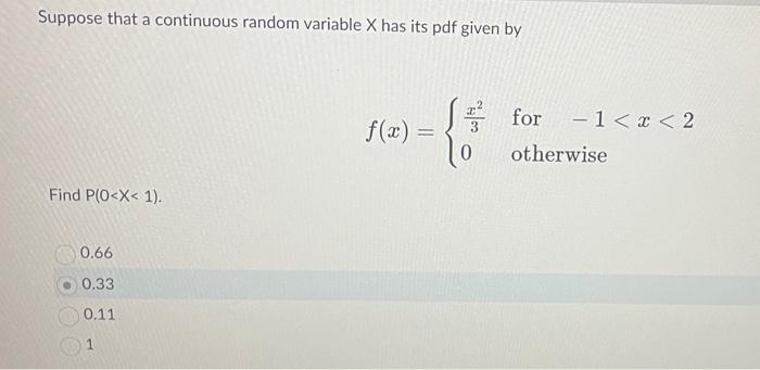 Solved Suppose that a continuous random variable X has its | Chegg.com