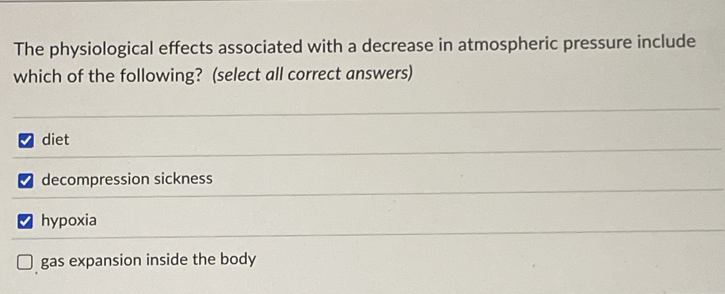 Solved The physiological effects associated with a decrease | Chegg.com