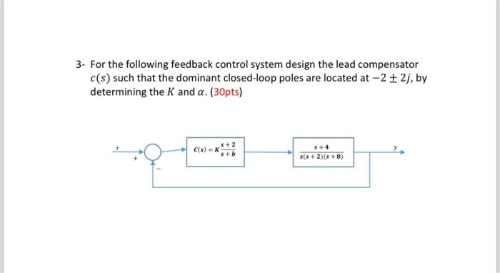 Solved 3 For the following feedback control system design Circuit Diagram