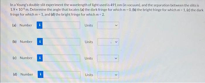 Solved In A Young's Double-slit Experiment The Wavelength Of | Chegg.com