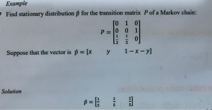 Solved Example - Find stationary distribution p for the | Chegg.com