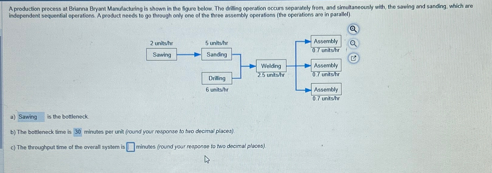 Solved A production process at Brianna Bryant Manufacturing | Chegg.com