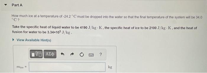 Solved Adding Ice to Water An insulated beaker with | Chegg.com