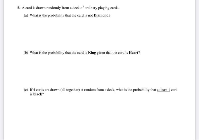 Solved (b) What is the probability that the card is King | Chegg.com