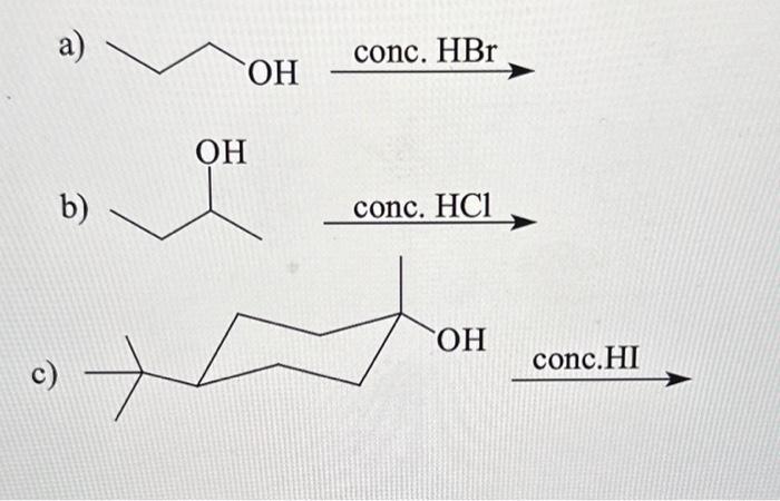 Solved a) conc. HBr b) | Chegg.com