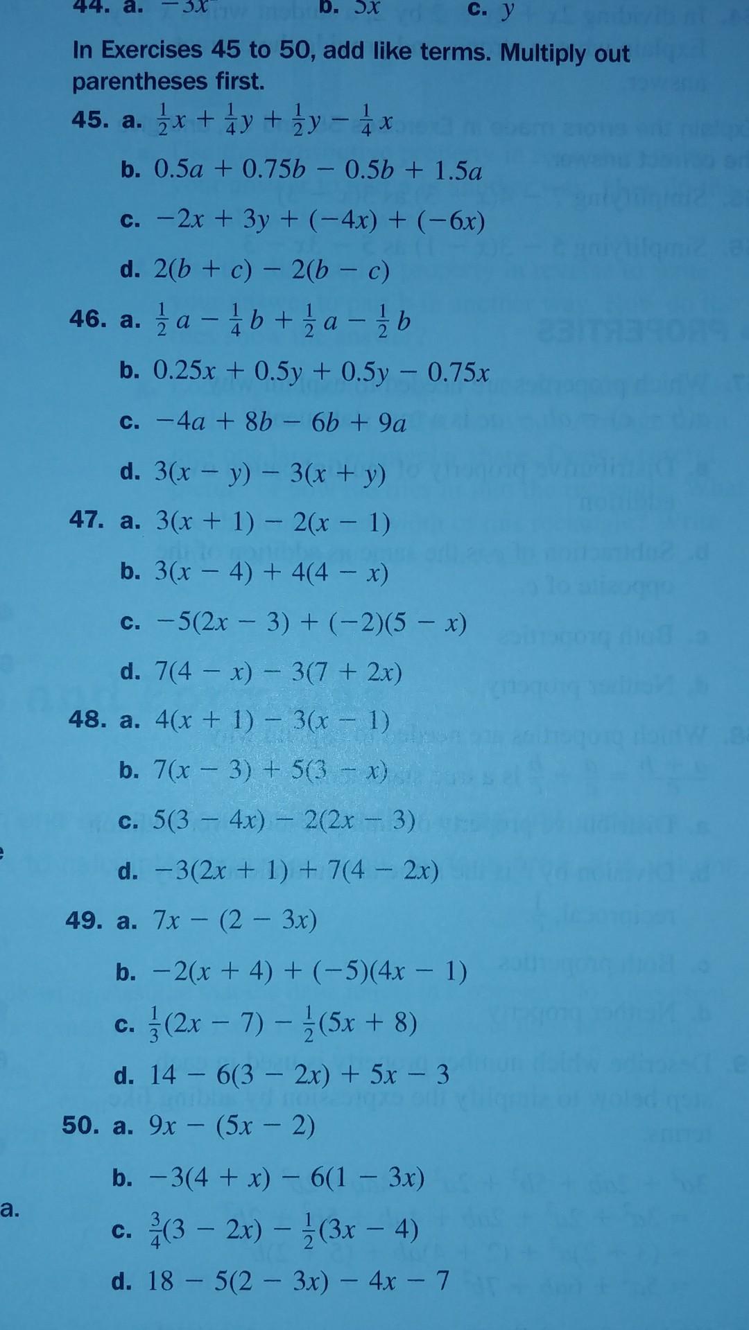 Solved i need help with the following algebra problems 45 chegg