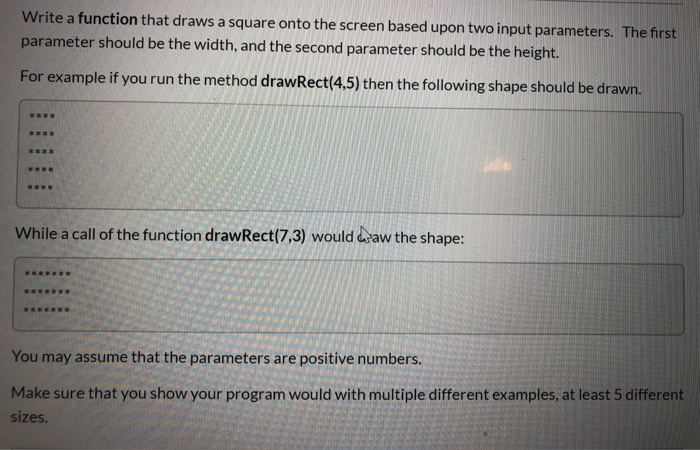Solved Write a function that draws a square onto the screen | Chegg.com