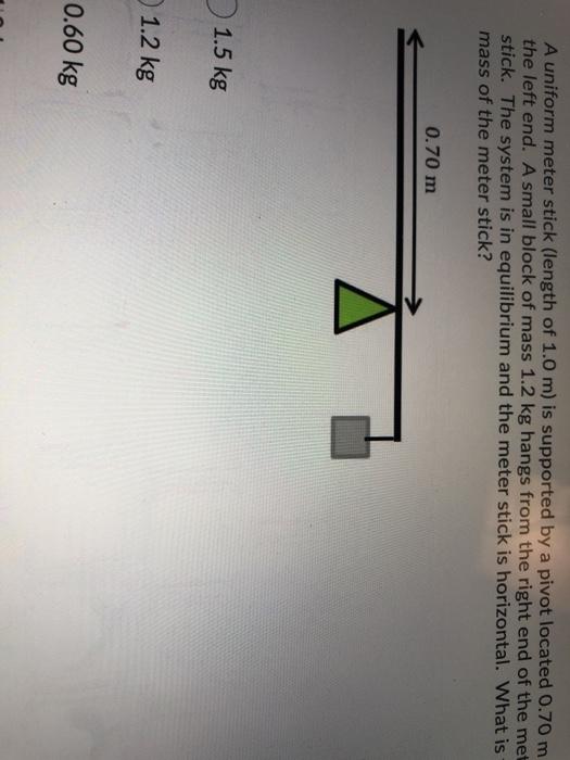 Solved A uniform meter stick (length of 1.0 m) is supported | Chegg.com