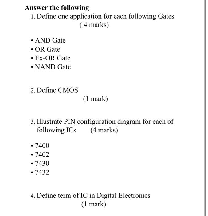 Solved Answer the following 1. Define one application for | Chegg.com