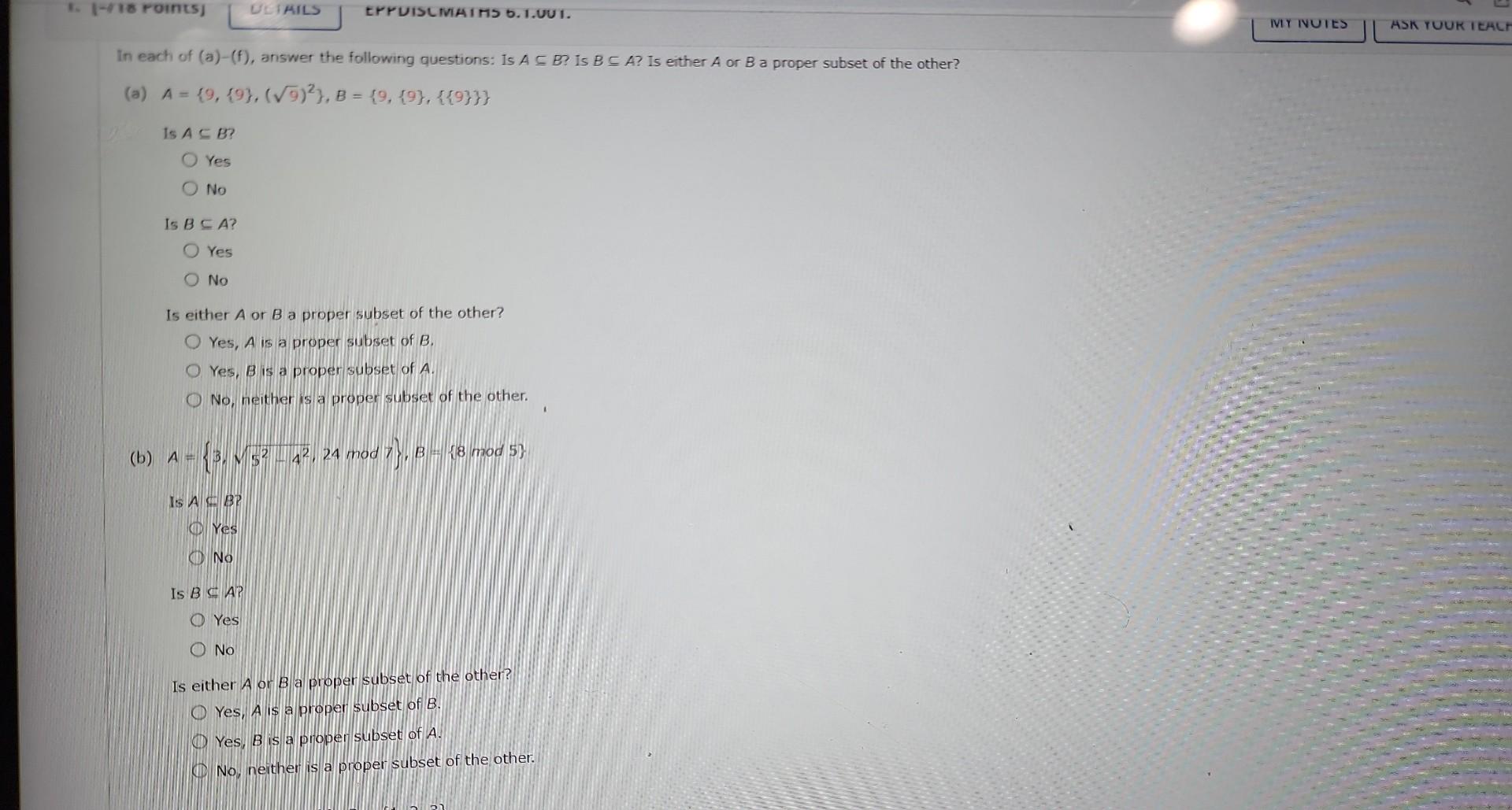 Solved In each of (a)-(f), answer the following questions: | Chegg.com