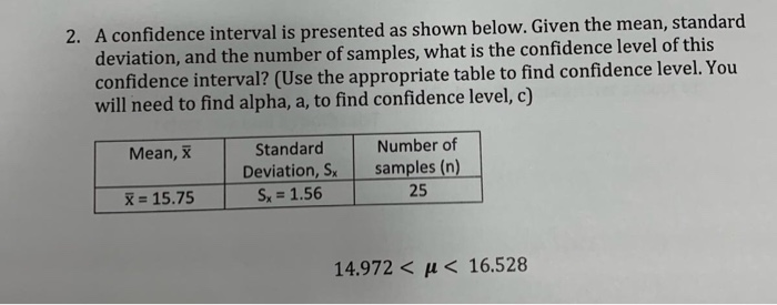 Solved 2. A confidence interval is presented as shown below. | Chegg.com