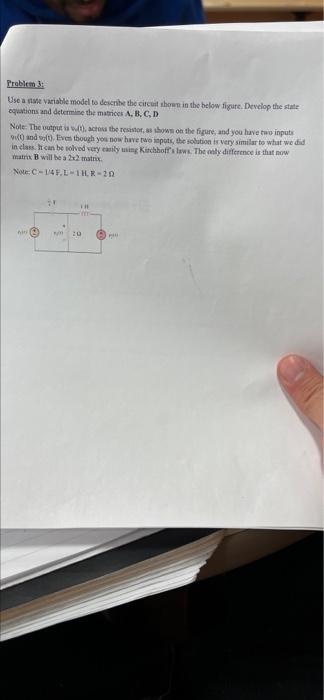 Solved use a state variable model to describe the circuit | Chegg.com