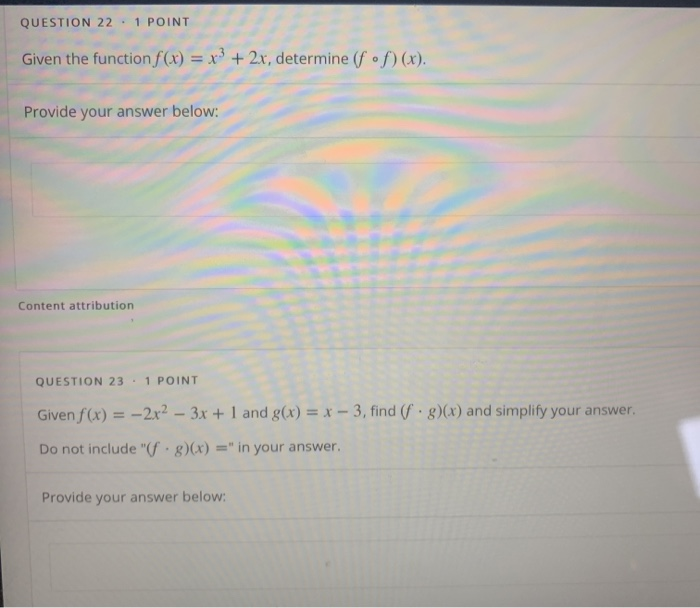 Solved QUESTION 22. 1 POINT Given the function f(x) = x3 + | Chegg.com