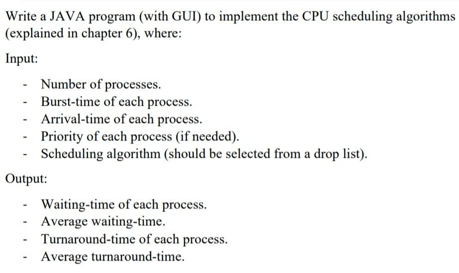 Solved Write a JAVA program (with GUI) to implement the CPU | Chegg.com