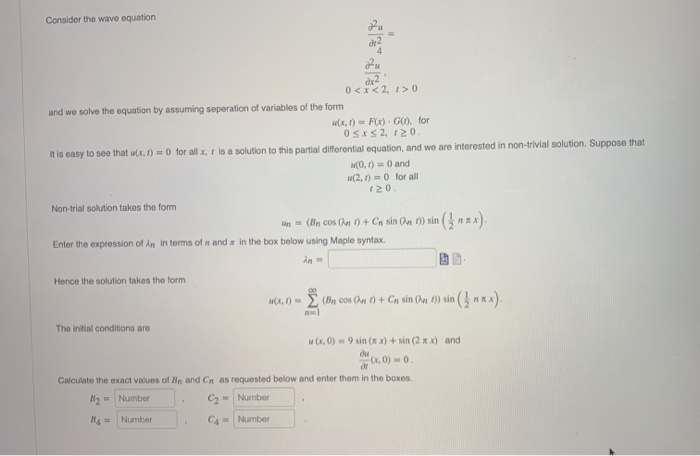 Solved Consider the wave equation 002 0 | Chegg.com