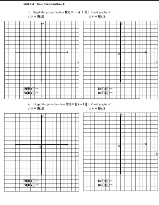 Solved 3. Graph the given function f(x)=−∣x+2∣+3 and graphs | Chegg.com