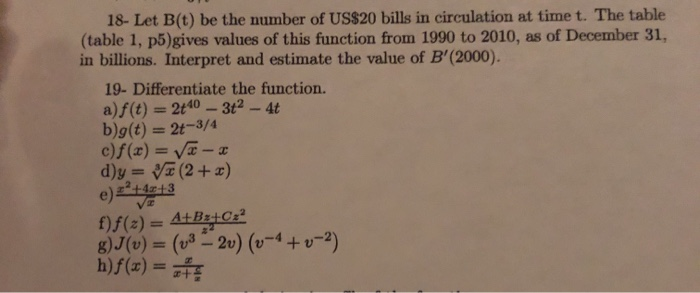 Solved 18 Let B T Be The Number Of Us Bills In Chegg Com