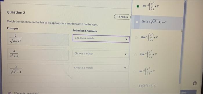 Solved -().c Question 2 12 Points Match the function on the | Chegg.com