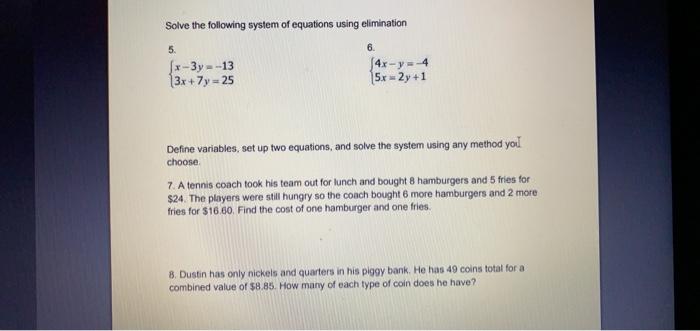 Solved Solve the following system of equations using | Chegg.com