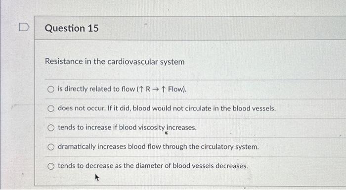 Solved Resistance in the cardiovascular system is directly | Chegg.com