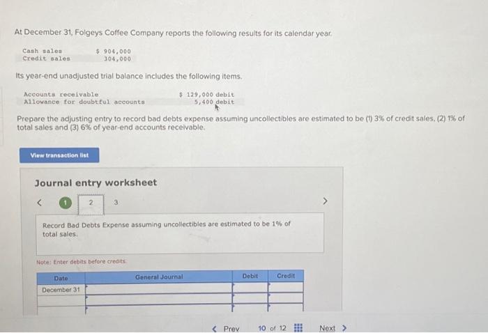 Solved At December 31, Folgeys Coffee Company reports the | Chegg.com