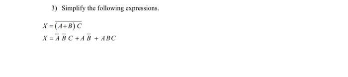 Solved 3) Simplify The Following Expressions. | Chegg.com