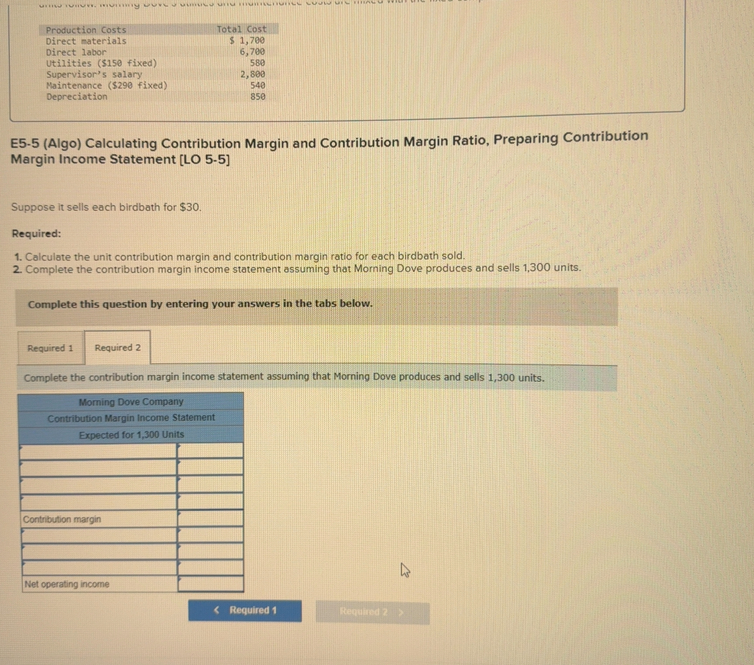Solved E5-5 (Algo) ﻿Calculating Contribution Margin and | Chegg.com