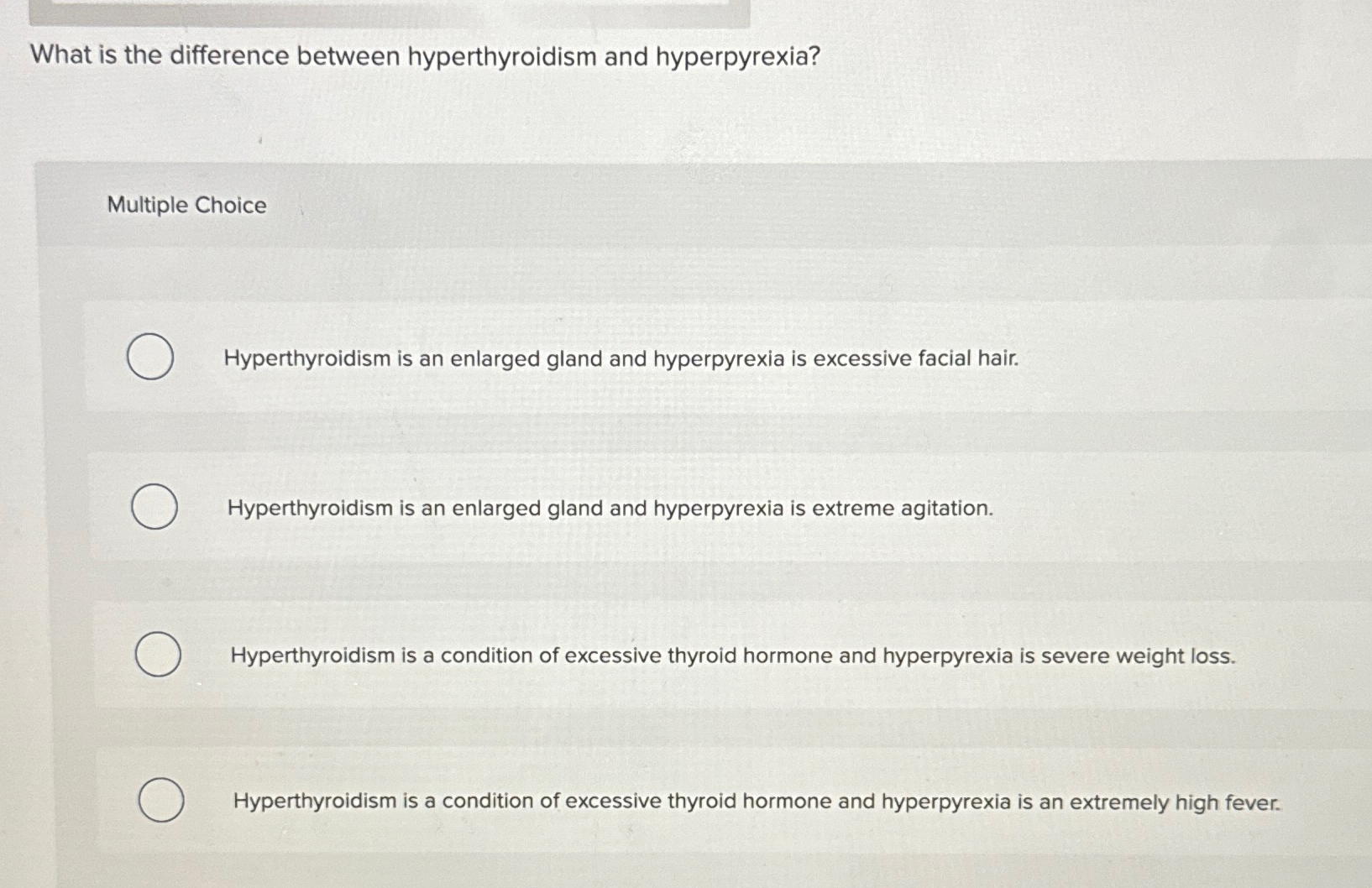 Solved What is the difference between hyperthyroidism and | Chegg.com