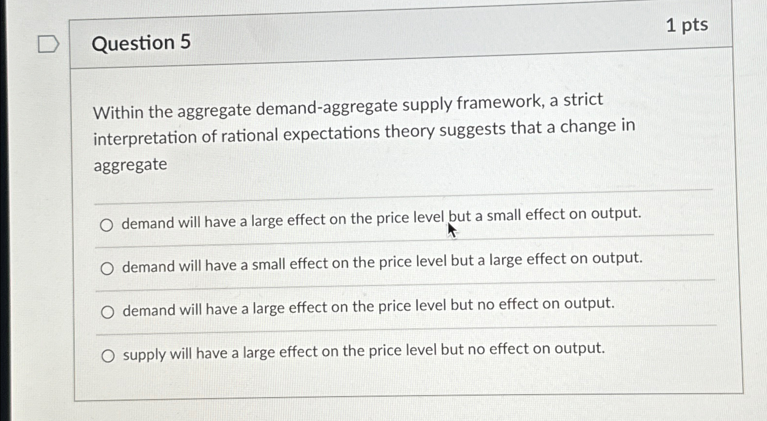 Solved Question 51ptsWithin the aggregate demand-aggregate | Chegg.com